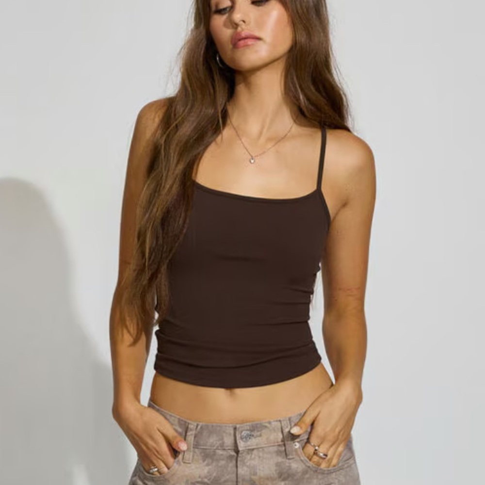 NWT Garage Sleek Scoop Camisole Tank Top Armadillo Brown Cropped